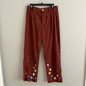 🏷️ women’s ribbed floral wide legged pants